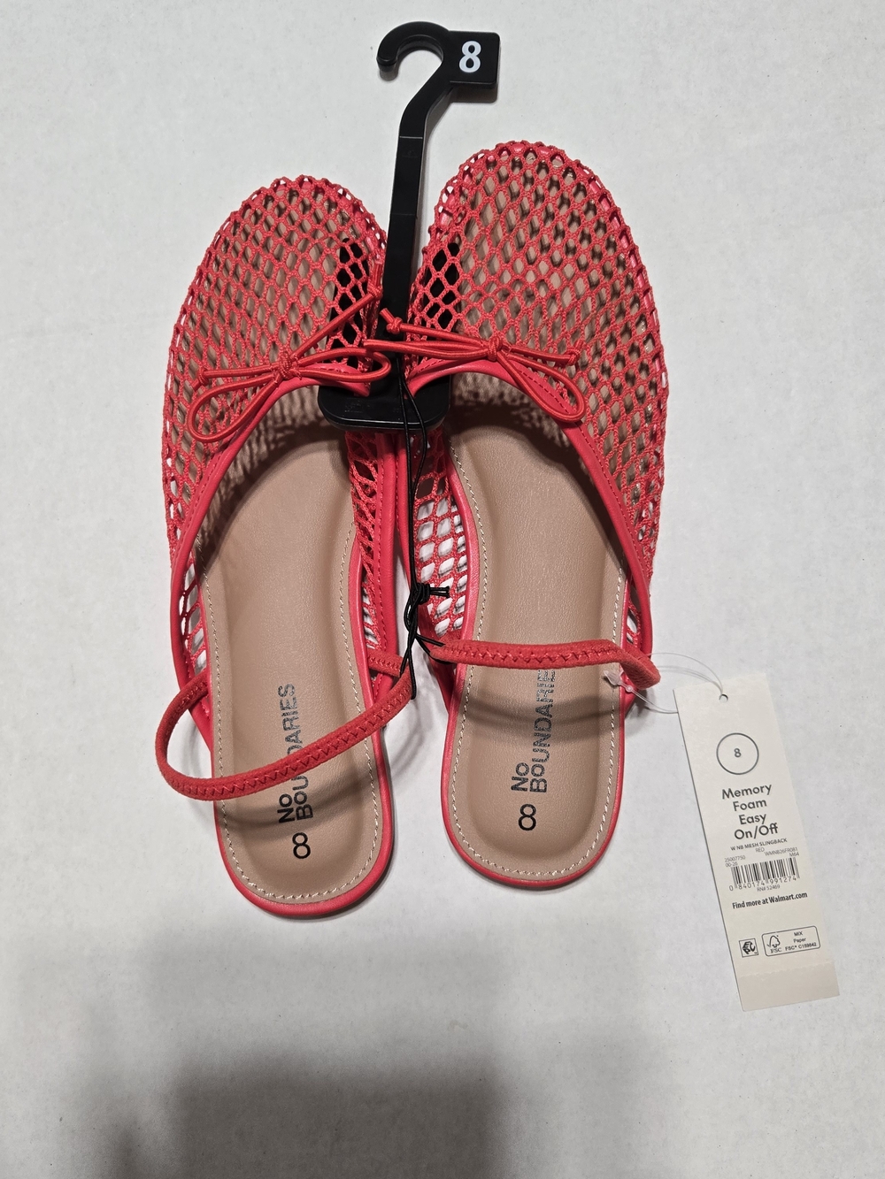No Boundaries Women’s Red Mesh Fabric Flats Slip-On Bow Lightweight